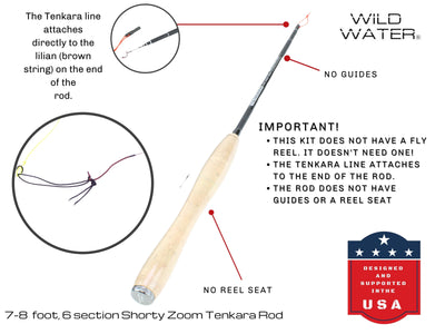 Tenkara Zoom Fly Fishing Kit, 7-8 ft Shorty Rod| Wild Water Fly Fishing