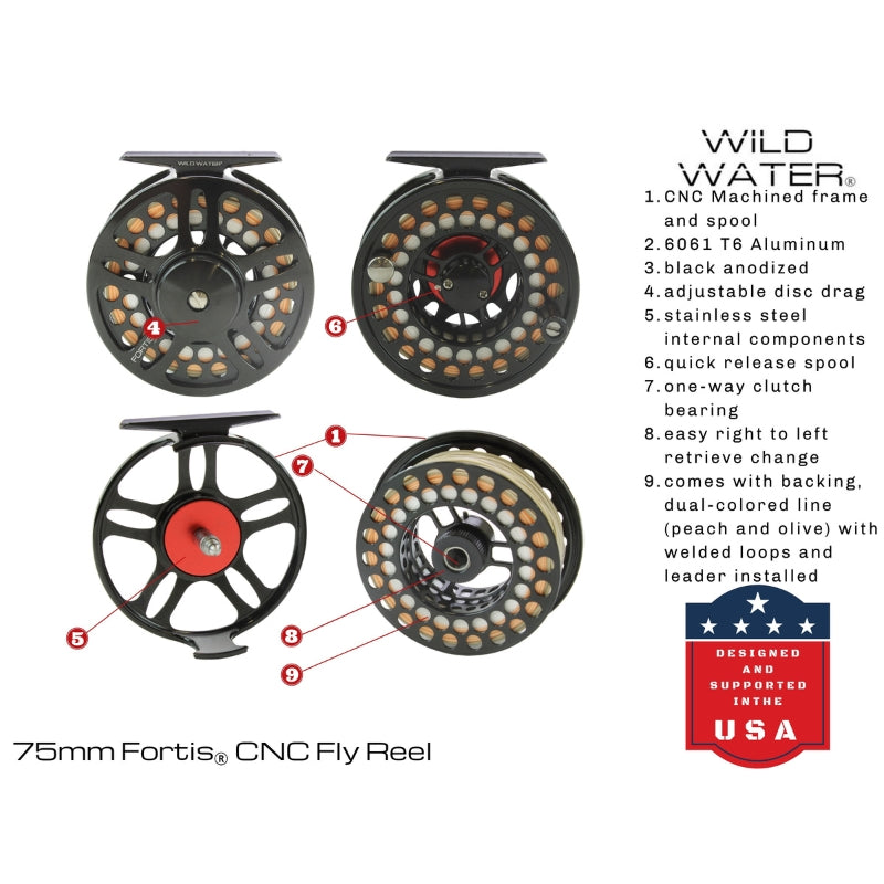 CNC Fly Reel Fly Fishing Kit, 7 ft 3/4 wt | Wild Water Fly Fishing