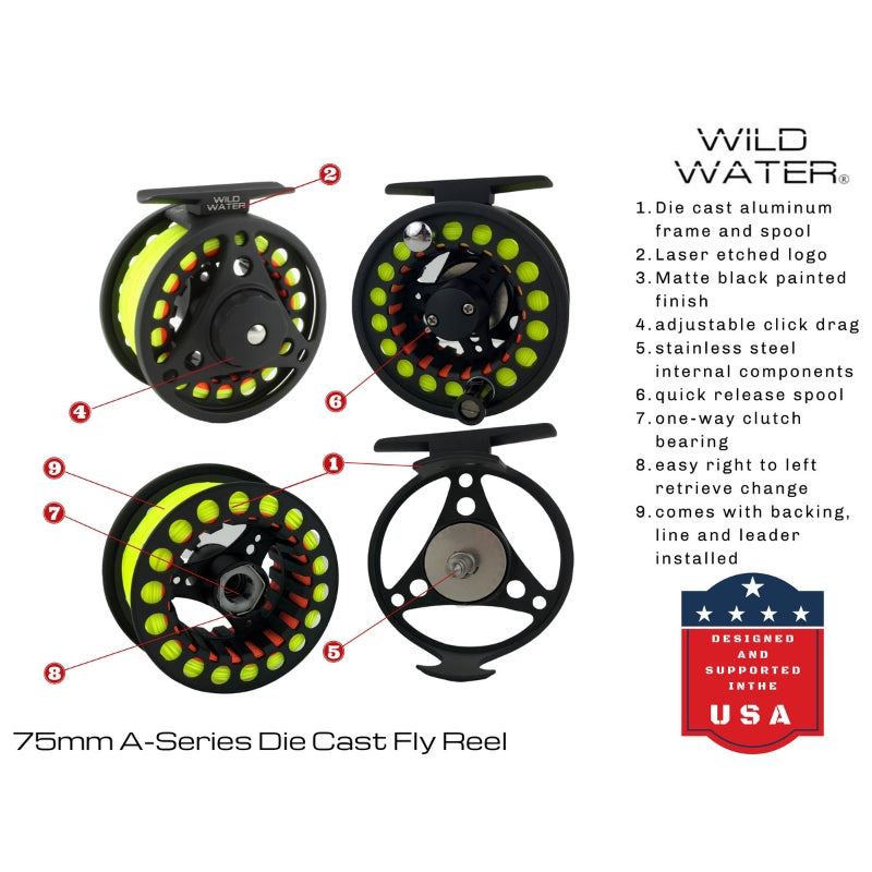 Deluxe Fly Fishing Combo, 7 ft 3/4 wt Rod | Wild Water Fly Fishing