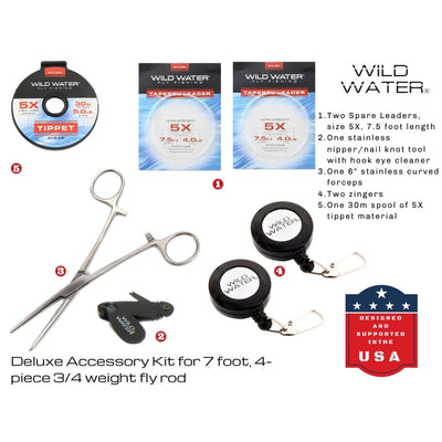 Deluxe Fly Fishing Combo, 7 ft 3/4 wt Rod | Wild Water Fly Fishing