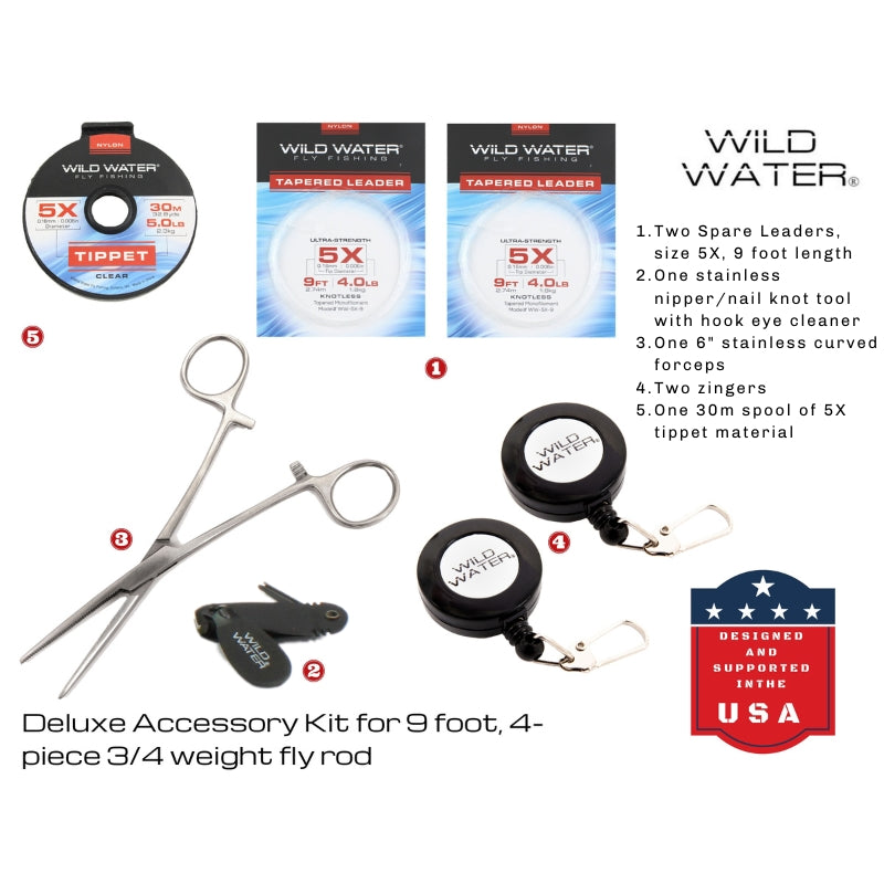 Deluxe Fly Fishing Kit, 9 ft 3/4 wt Rod | Wild Water Fly Fishing