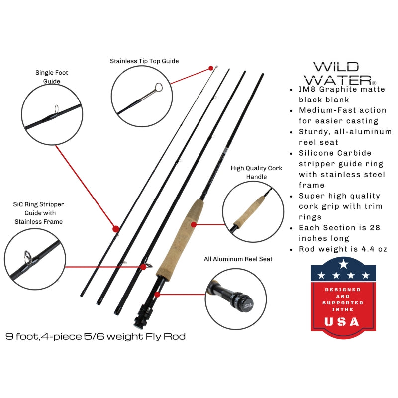 CNC Fly Reel Fly Fishing Combo, 9 ft 5/6 wt | Wild Water Fly Fishing