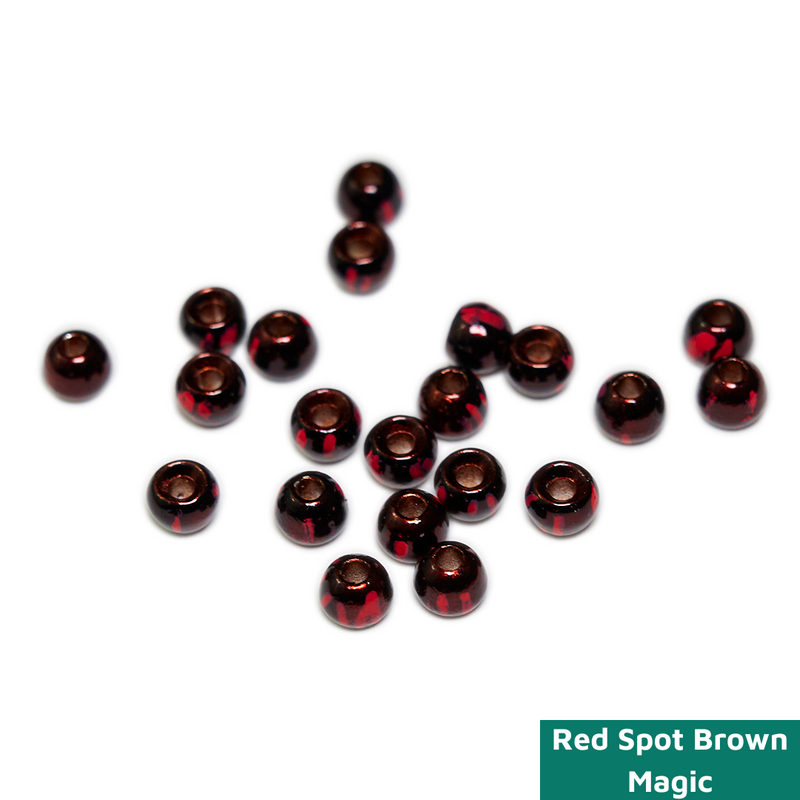 Togens Brass Magic Beads, 3.2mm - 1/8 / Red Spot Brown Magic Fly Tying Beads